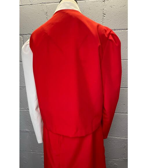 Vintage 1980s Red & White Color Block Plus Skirt Suit Volup Mod Size 24 - Picture 4 of 10